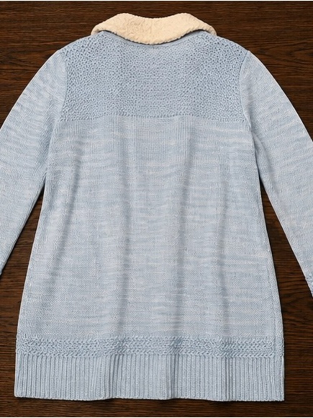 Karissa & Me Blue Knit Faux Sherpa Cardigan Sweater NWT L